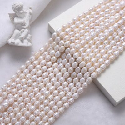 8 mm gerippte Süßwasserperlen aus Reismehl