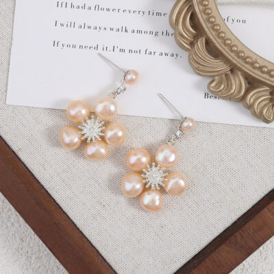 925-Silver-Baroque-Freshwater-Pearl-CZ-Earrings-Over-Details