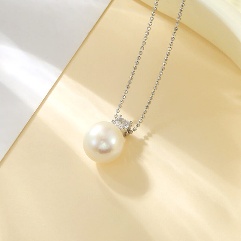 925er Silber, Süßwasserperle, Diana-Anhänger, Halskette mit Details