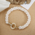 Collier-bracelet chenille en perles d'eau douce - Vue de face