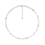 Collier ras-du-cou irrégulier en zircon couleur perle d'eau douce, détails affichés