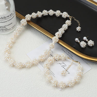 Natural-Freshwater-Pearl-Floral-Ball-Jewelry-Set-Over-Details