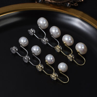 Runde Süßwasserperlen-Clip-Ohrringe aus 925er Sterlingsilber – Details anzeigen