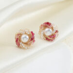 Boucles d'oreilles à tige en perles d'eau douce S925, détails