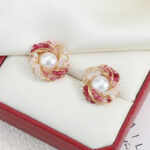 Boucles d'oreilles à tige en perles d'eau douce S925, détails du nid d'oiseau