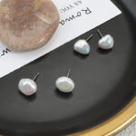 Pendientes de plata 925 con perlas barrocas de agua dulce y detalles