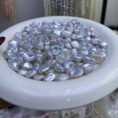 Perlas barrocas de forma libre de 10 mm de plata de alto brillo