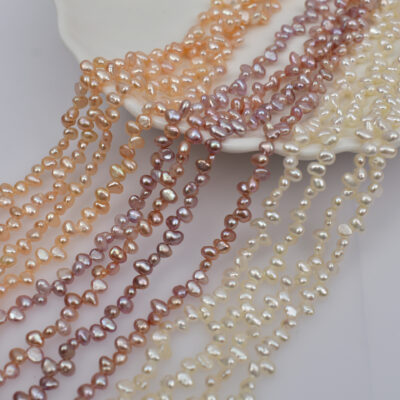 3-4mm Natural Side  Drilling High Luster Freshwater Pearls