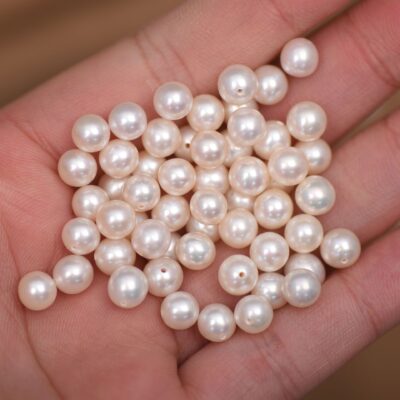 3-9mm High Luster Round Semi Drilled Freshwater Pearls