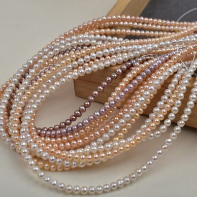 4-5mm White Pink Purple High Luster Oval Freshwater Pearls