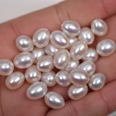 5-9mm Natural High Luster Rice Semi Drilled Freshwater Pearls