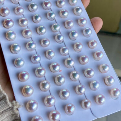 A Pair of 8-9mm High-Luster White Round Freshwater Pearls