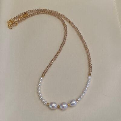 Tea-Quartz-Gradient-Freshwater-Pearl-Necklace
