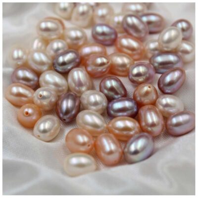White Multicolor High Luster Rice Freshwater Pearls