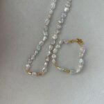 Collar de perlas de agua dulce con monedas irregulares chapado en oro de 18 quilates (SKU)