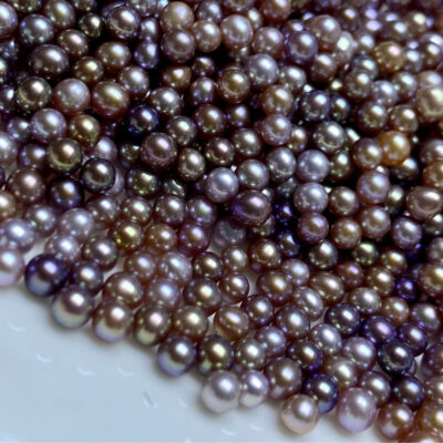 3-4mm Dark Purple Round Natural Freshwater Pearls