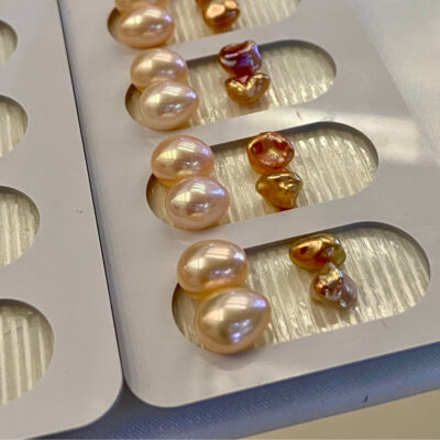 8-9mm Champagne Rice Pearls Paired with Dyed Freshwater Pearls