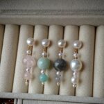 Boucles d'oreilles Edison en argent 925, perles et cristal rose - Détails