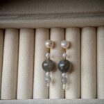 Boucles d'oreilles Edison en argent 925, perles et cristaux roses.