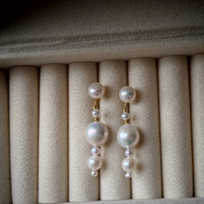 925er Silber Edison Perlen-Rosa Kristall Ohrringe-Show