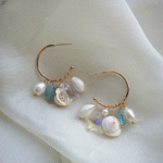 Boucles d'oreilles en argent 925, perles d'eau douce et étoiles de mer