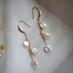 Boucles d'oreilles originales en perles d'eau douce de style baroque, en pétales