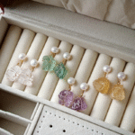 Boucles d'oreilles S925 en perle d'eau douce, améthyste et citrine