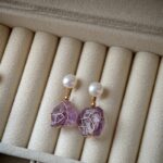 Boucles d'oreilles S925 en perle d'eau douce, améthyste et citrine. Détails inclus.