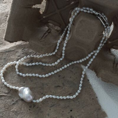 S925-Silver-Double-Layer-Baroque-Freshwater-Pearl-Necklace