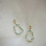 Boucles d'oreilles en argent 925, perles d'eau douce et aigue-marine