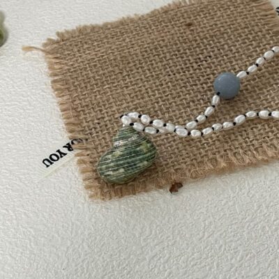 S925-Silber-Süßwasserperlen-Halskette-mit-Muschel-und-Stein-Anhänger