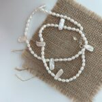 Collier en argent 925, dentelle, perles d'eau douce, vue de face