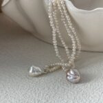 Collier en argent 925 avec petites pierres et perles d'eau douce