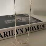 Collier en argent 925 avec perles d'eau douce et tube, détails apparents