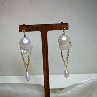 Ohrringe aus 925er Sterlingsilber mit französischer Barockperle