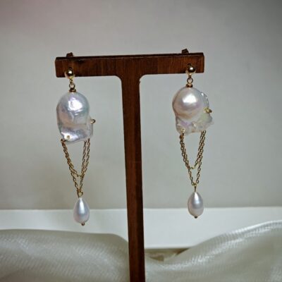 S925-Sterling-Silber-Französische-Barock-Perlen-Ohrringe-Über-Details