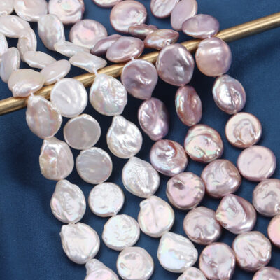 Perlas de agua dulce de botón barroco de brillo natural de 15-16 mm