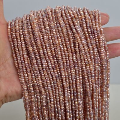 Perles d'eau douce naturelles, brillantes et colorées, de 2 à 3 mm, à faire soi-même