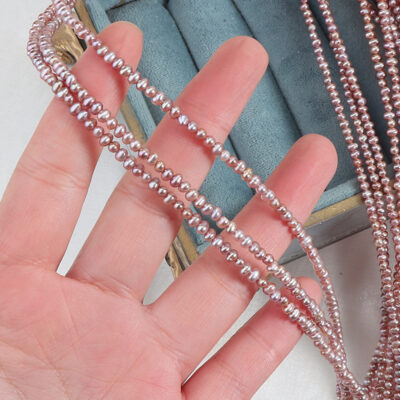 Perles de culture naturelles violettes de 2,5 à 3 mm, en forme de pomme de terre, pour eau douce