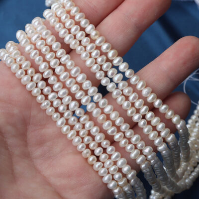 Perles d'eau douce naturelles sans noyau, de forme patate, de 3 à 4 mm
