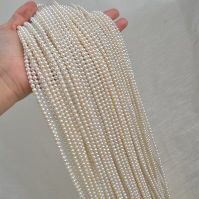 3-5mm Natural Ribbed Lustrous Potato Freshwater Pearls