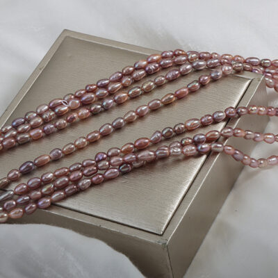 3.5-4mm Metallic Purple Lustrous Rice Freshwater Pearls