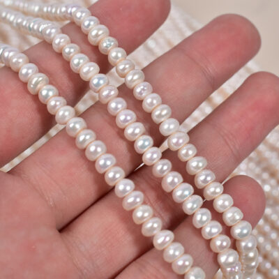 4-5mm Center Drilled White Button Pearl