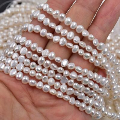 4-5mm Horizontal Hole White Natural Freshwater Pearls