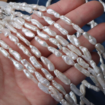Perlas de agua dulce barrocas Biwa blancas y brillantes de 4-6 mm perforadas