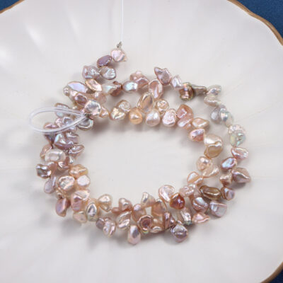 Hilo de perlas barrocas renacidas sin núcleo de pétalos de hadas de 5-6 mm