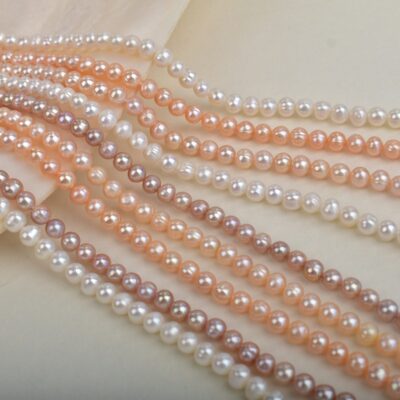 5-6mm Natural White Threaded Potato Freshwater Pearls
