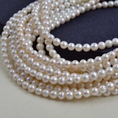 5-6mm White Natural Potato String Freshwater Pearls