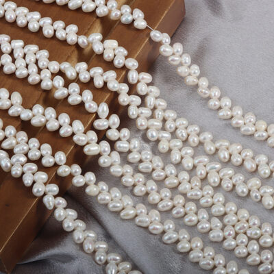 Perles d'eau douce naturelles côtelées de 5 à 6 mm