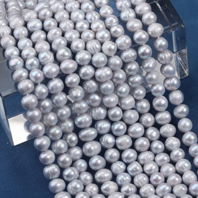 9-10 mm bestrahlte graue kernfreie gerippte Kartoffel-Süßwasserperlen